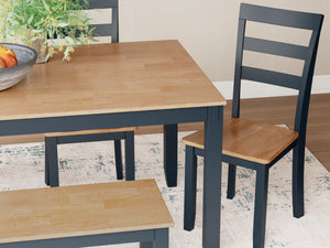 Gesthaven Dining Table with 4 Chairs and Bench (blue)