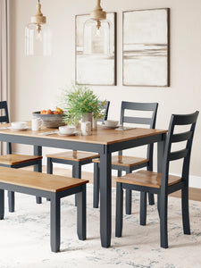 Gesthaven Dining Table with 4 Chairs and Bench (blue)